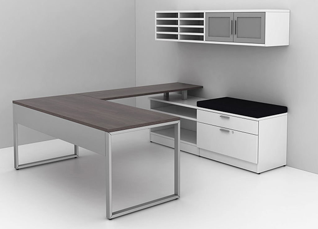 White executive desk - IOF Custom Desk Furniture