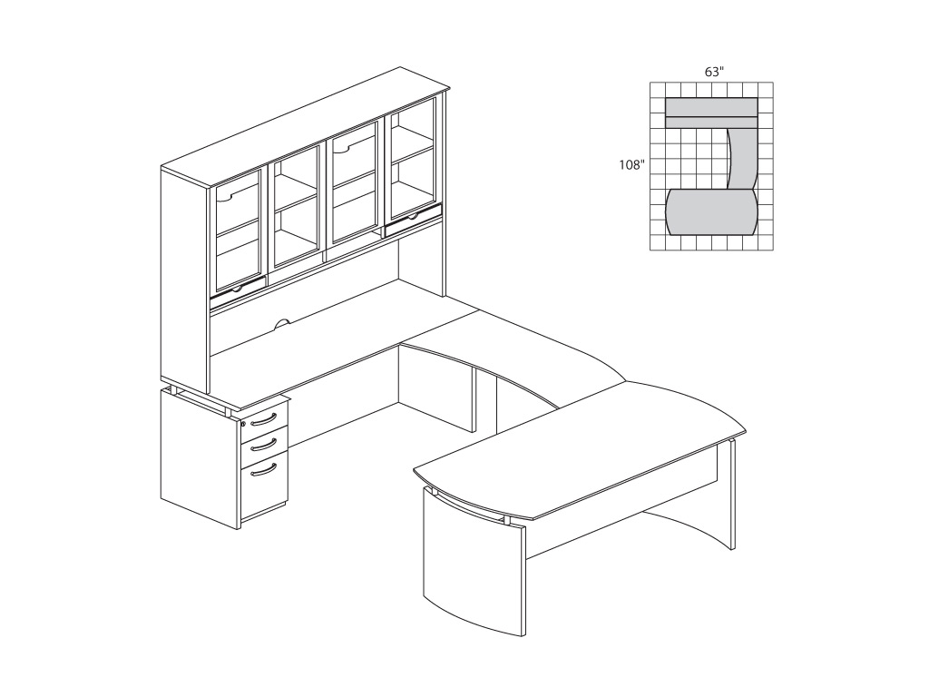Wood office desk from Mayline - 2D & 3D schematics
