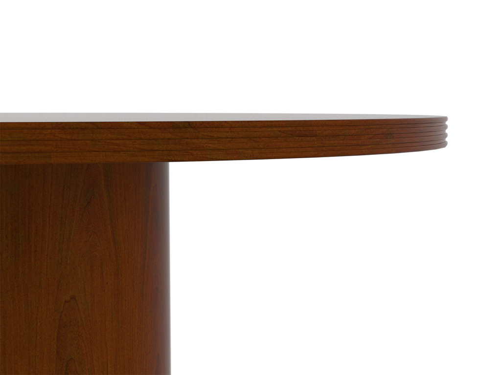 Wood office desk from Cherryman - desk tops are 1-1/8" thick, conference tops are 1-1/2" thick, and feature a solid wood profiled edge on all four sides