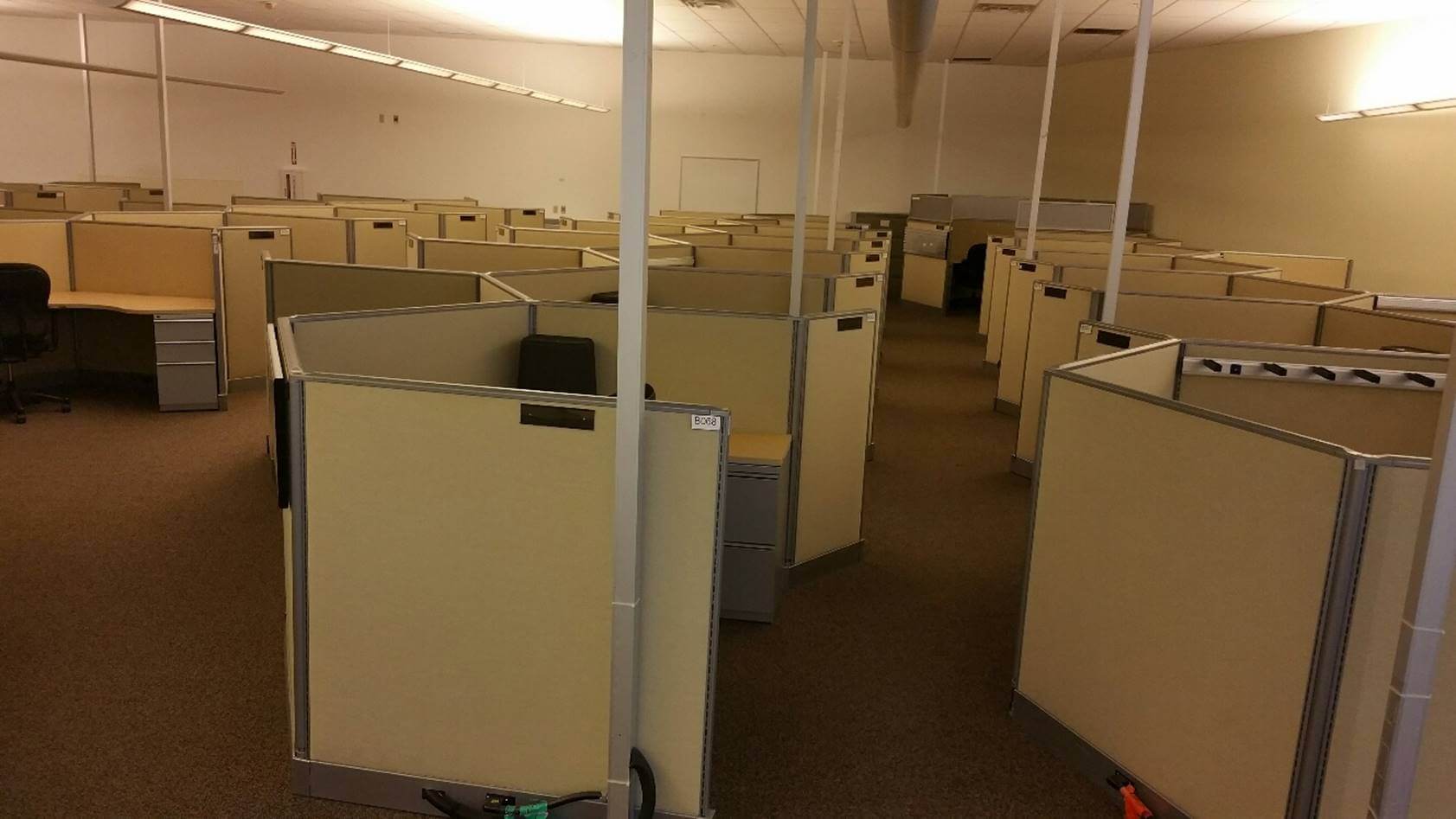 Used cubicles with Medium panels from Knoll - this workstaion are used in honeycomb layout