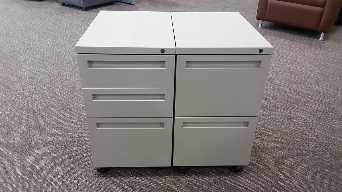 Used cubicles with tall panels from Haworth - Each workstation includes a Box Box File pedestal and a File File pedestal