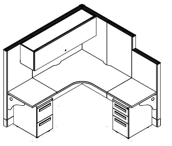 Used cubicles with tall panels from Haworth - 3D schematic