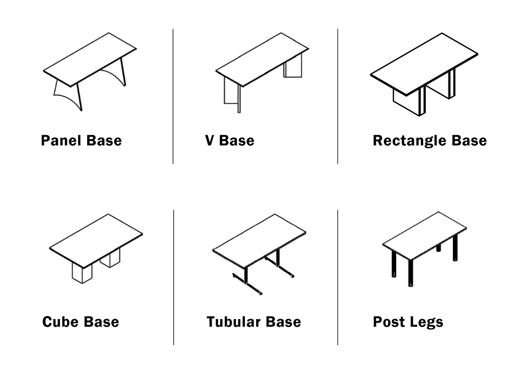 Amplify your custom office furniture tables from IOF by choosing from 6 base options.