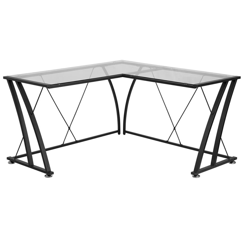 Glass Top Computer Desk - Fleta Computer Desk For Small Spaces