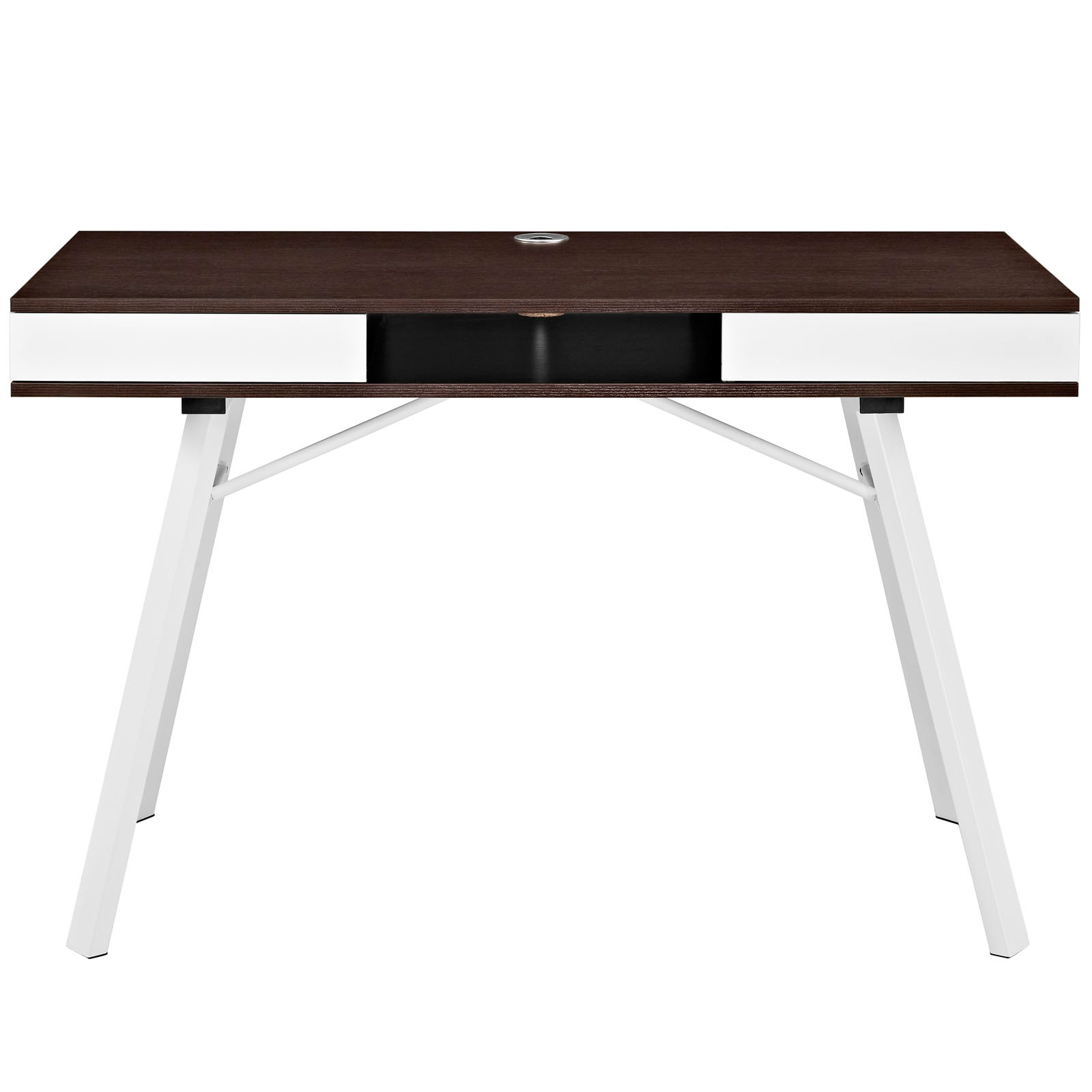 Space saving desk from Modway - Front View - Shown in Cherry (Brown)