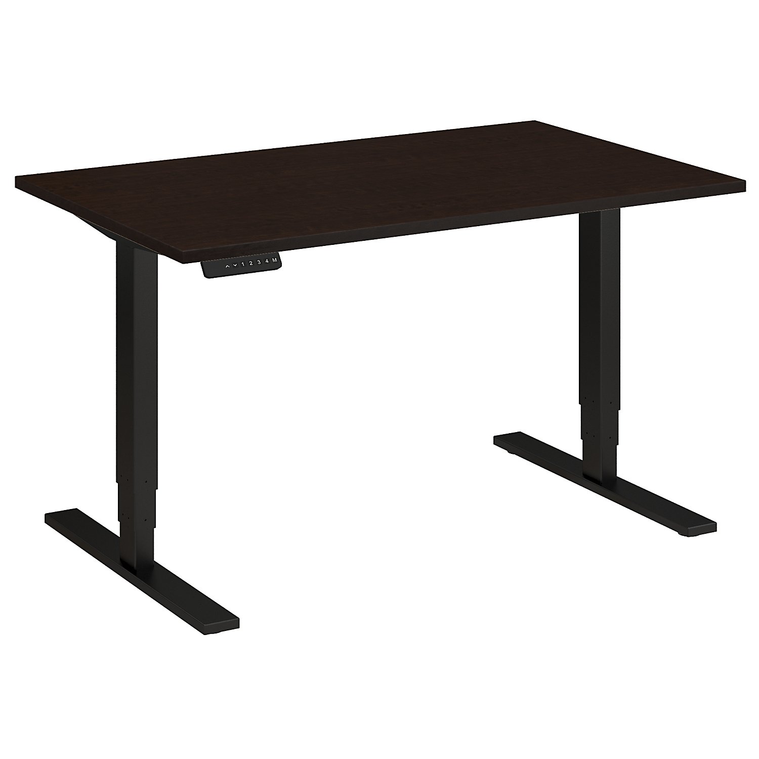 Adjustable Height Desks from BBF - Shown in Mocha Cherry woodgrain laminate top and black base