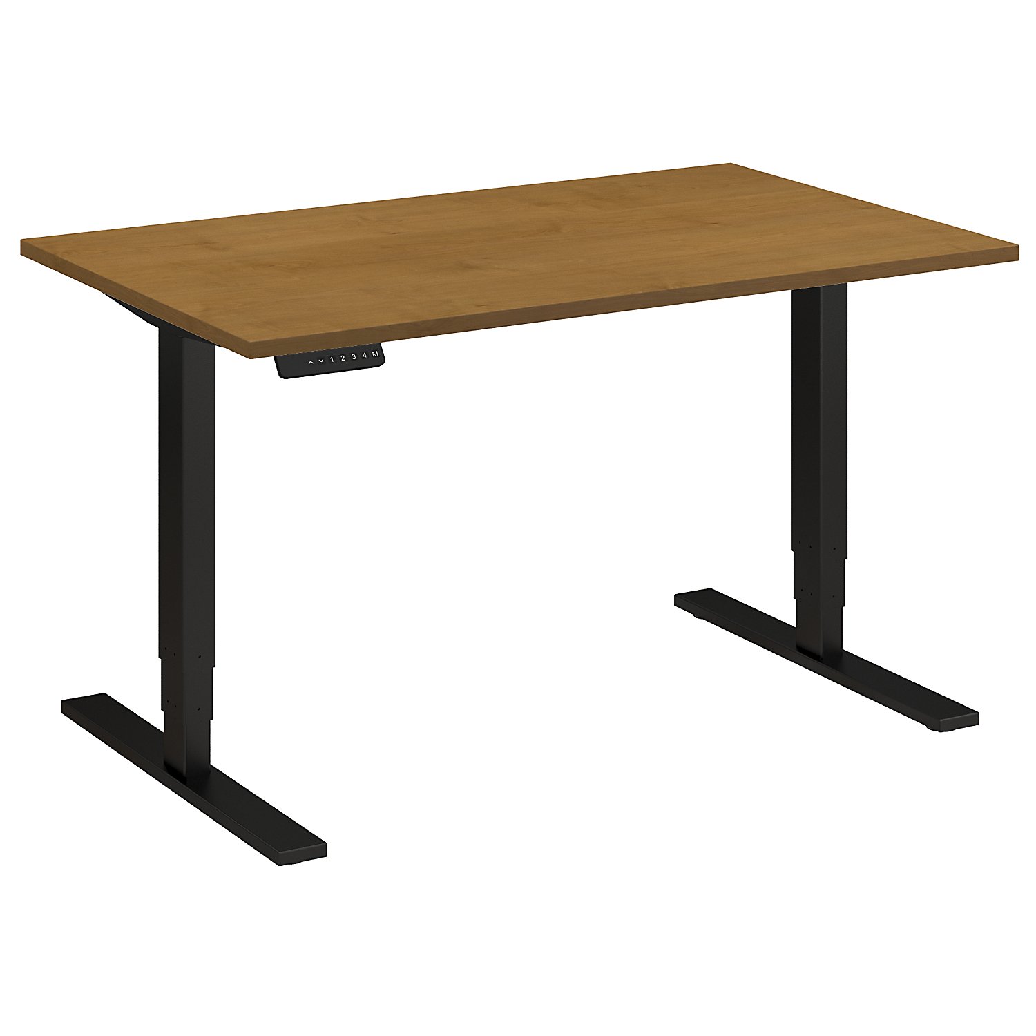 Adjustable Height Desks from BBF - Shown in Natural Cherry woodgrain laminate top and black base