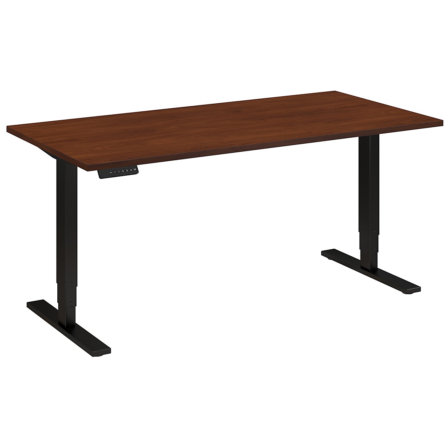 Adjustable Height Desks from BBF - Shown in Hansen Cherry woodgrain laminate top and black base