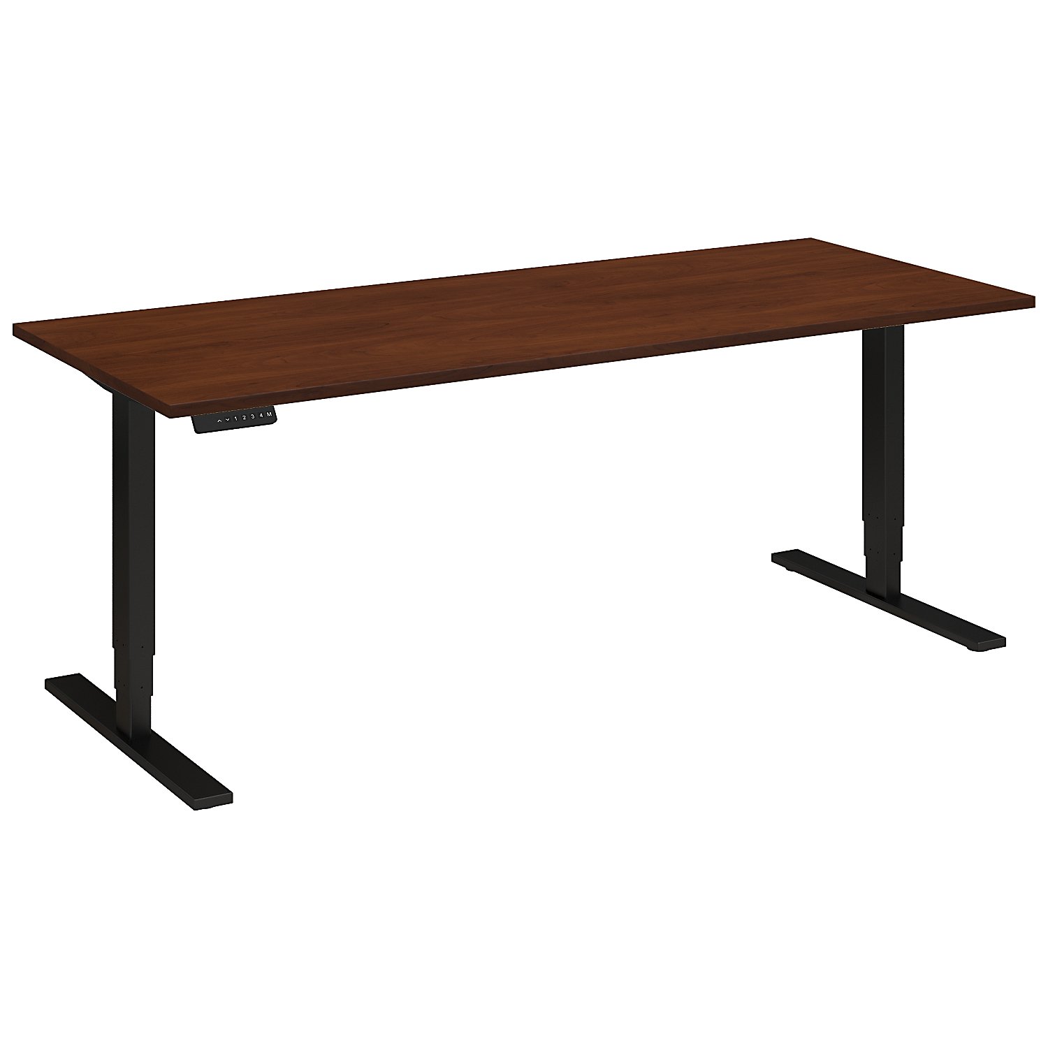 Adjustable Height Desks from BBF - Shown in Hansen Cherry woodgrain laminate top and black base