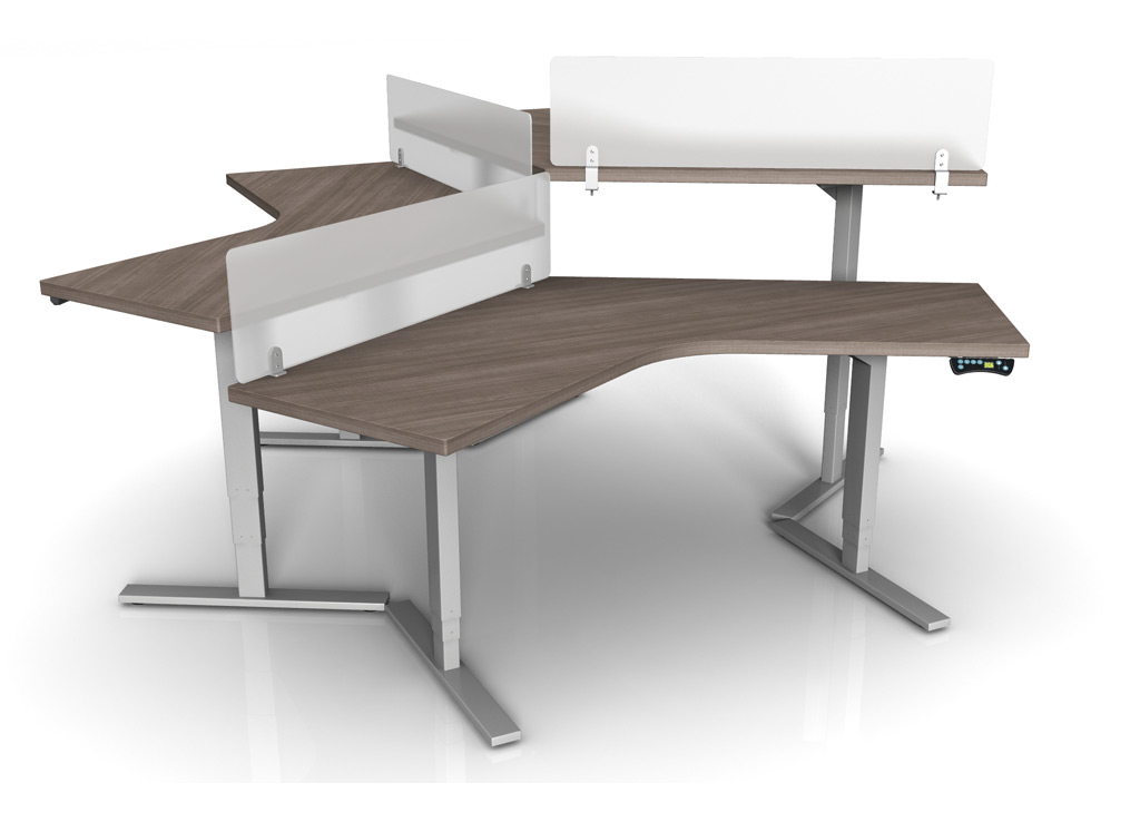 Sit and Stand Desk Bases from Symmetry Office - can also accommodate 120 degree tops (worktop and accessories priced separately)