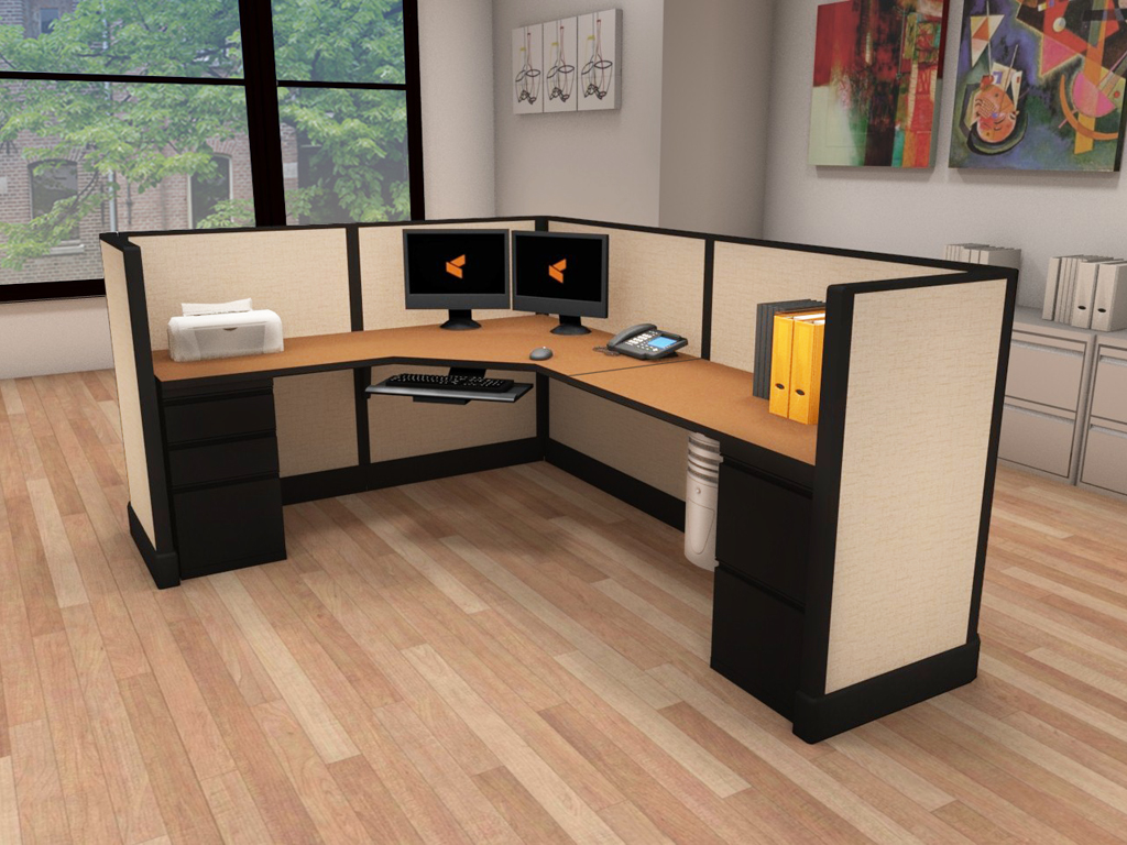 Large L Desks 6x8 and 8x8 - O2 Series Corporate Office Furniture