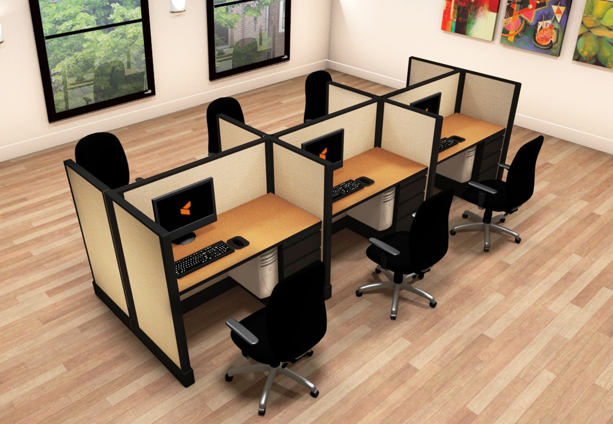 Corporate Office Furniture - Small Cubicles - 2x4x47