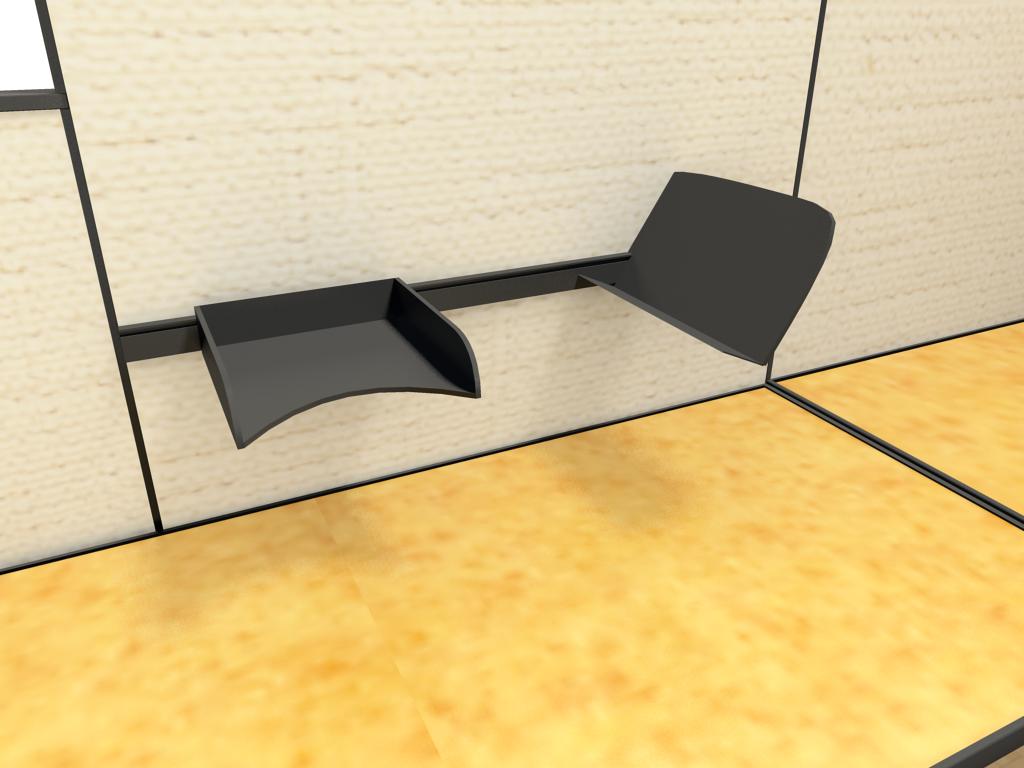 2x4 Small Cubicles - Paper management keeps you organized and eliminates desktop clutter. Attach trays to the tool rail bar, placing critical files in easy reach. Choose from a vertical paper tray, binder holder, and diagonal paper tray. 2x4 Small Cubicles - Paper management keeps you organized and eliminates desktop clutter. Attach trays to the tool rail bar, placing critical files in easy reach. Choose from a vertical paper tray, binder holder, and diagonal paper tray.