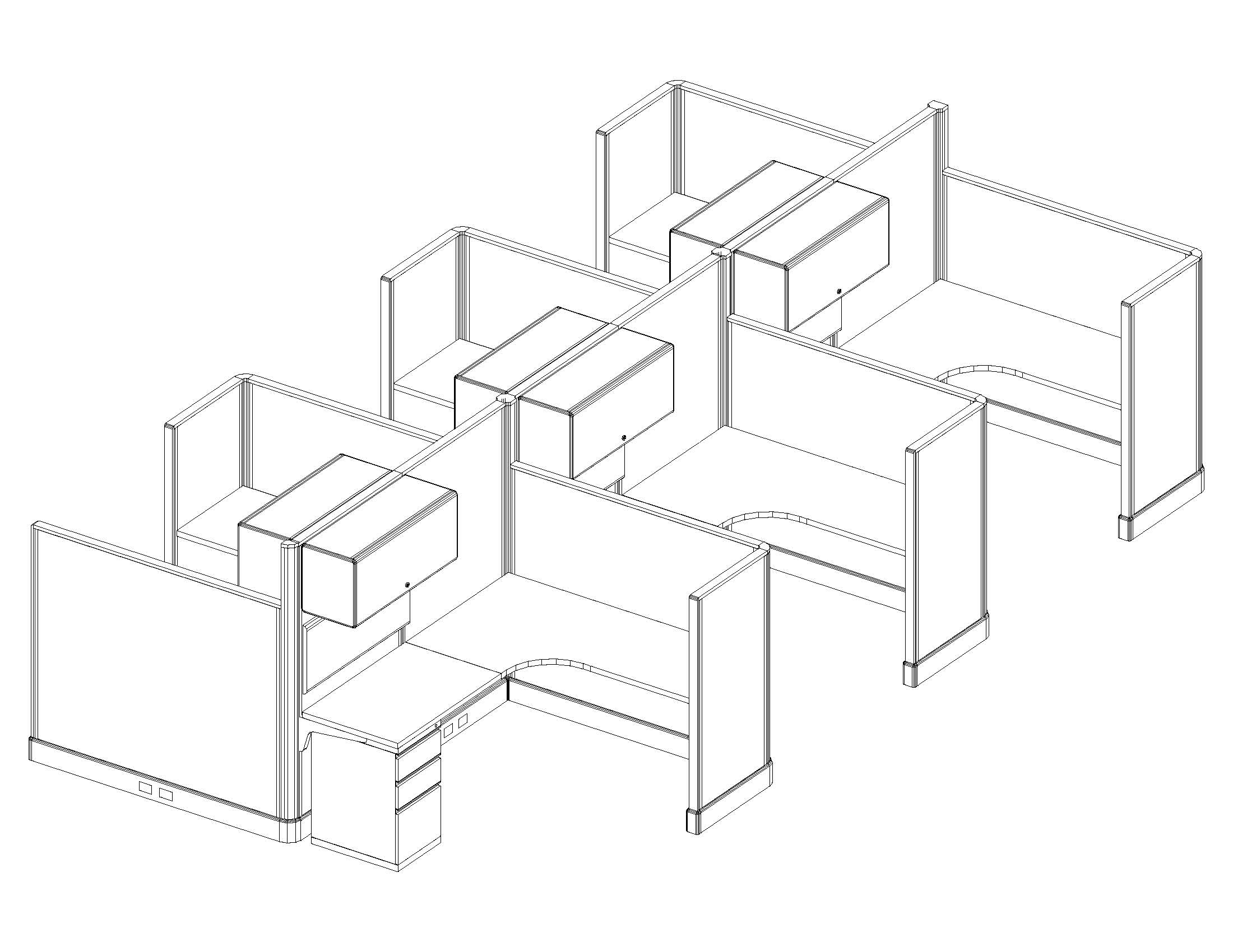5x6 Corporate Furniture - 6 Pack Cluster