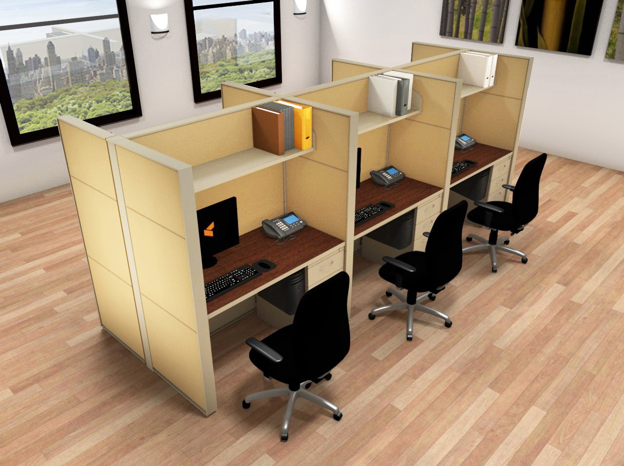 2x4 Cubicle Workstations from AIS - 6 Pack Cluster