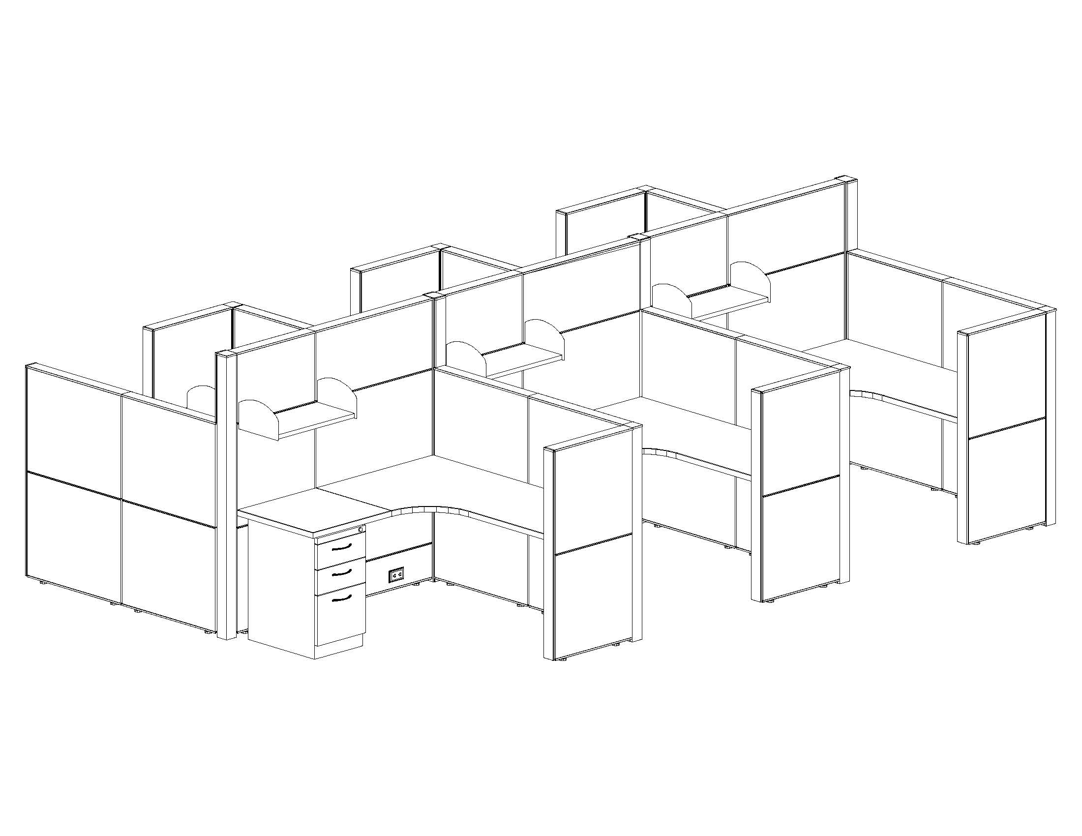 5x5 Cubicle Workstations from AIS - 6 Pack Cluster