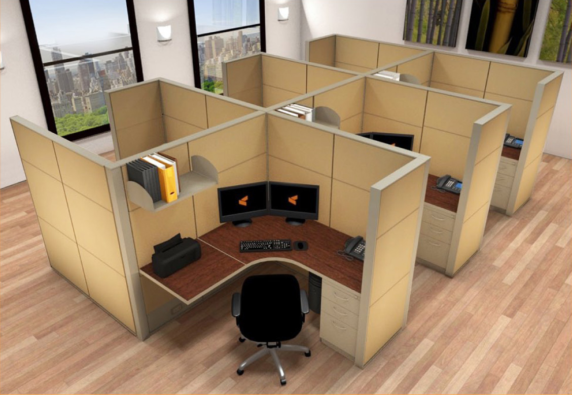 5x5 Cubicle Workstations from AIS - 6 Pack Cluster