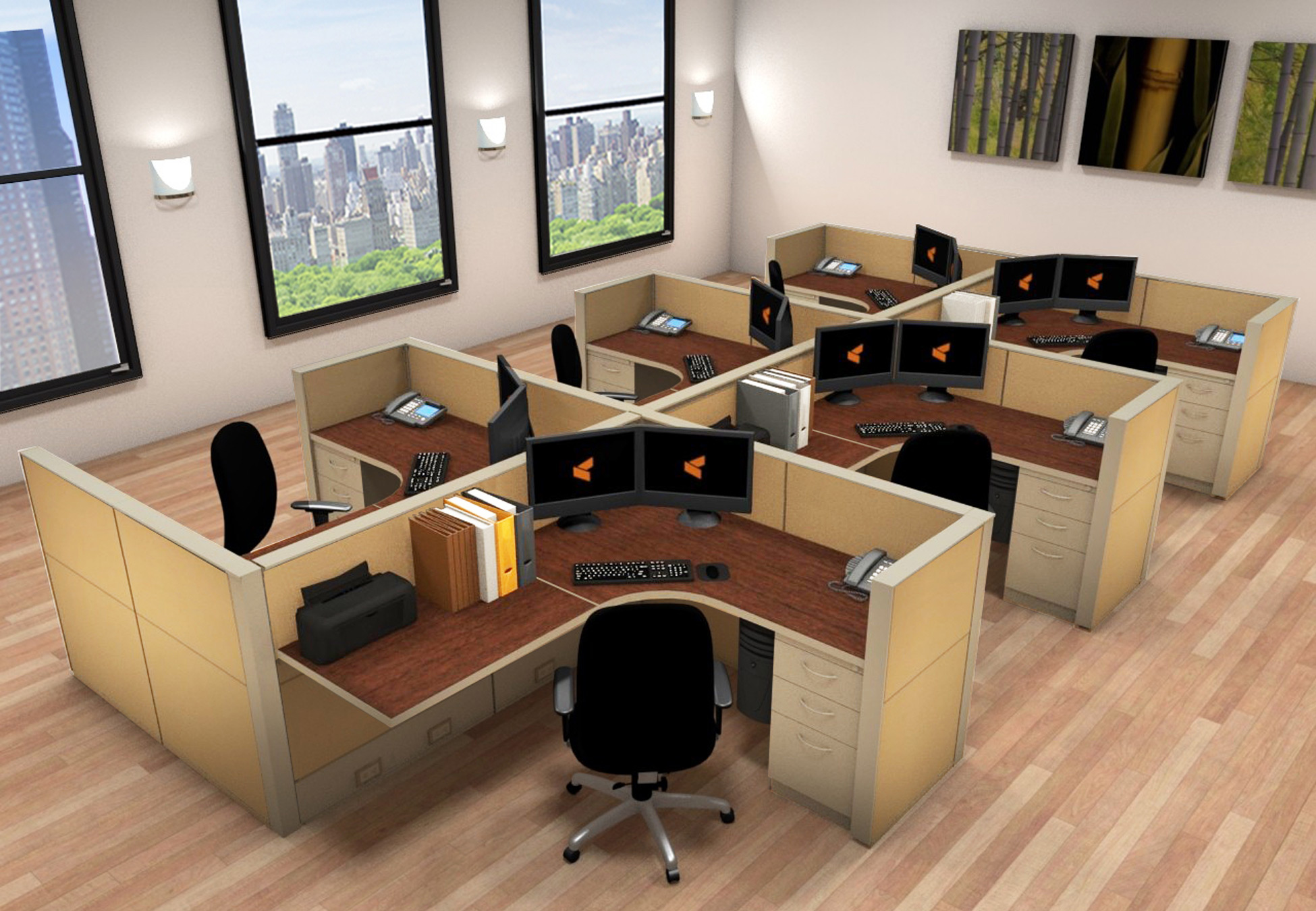 5x6 Cubicle Workstations from AIS - 6 Pack Cluster