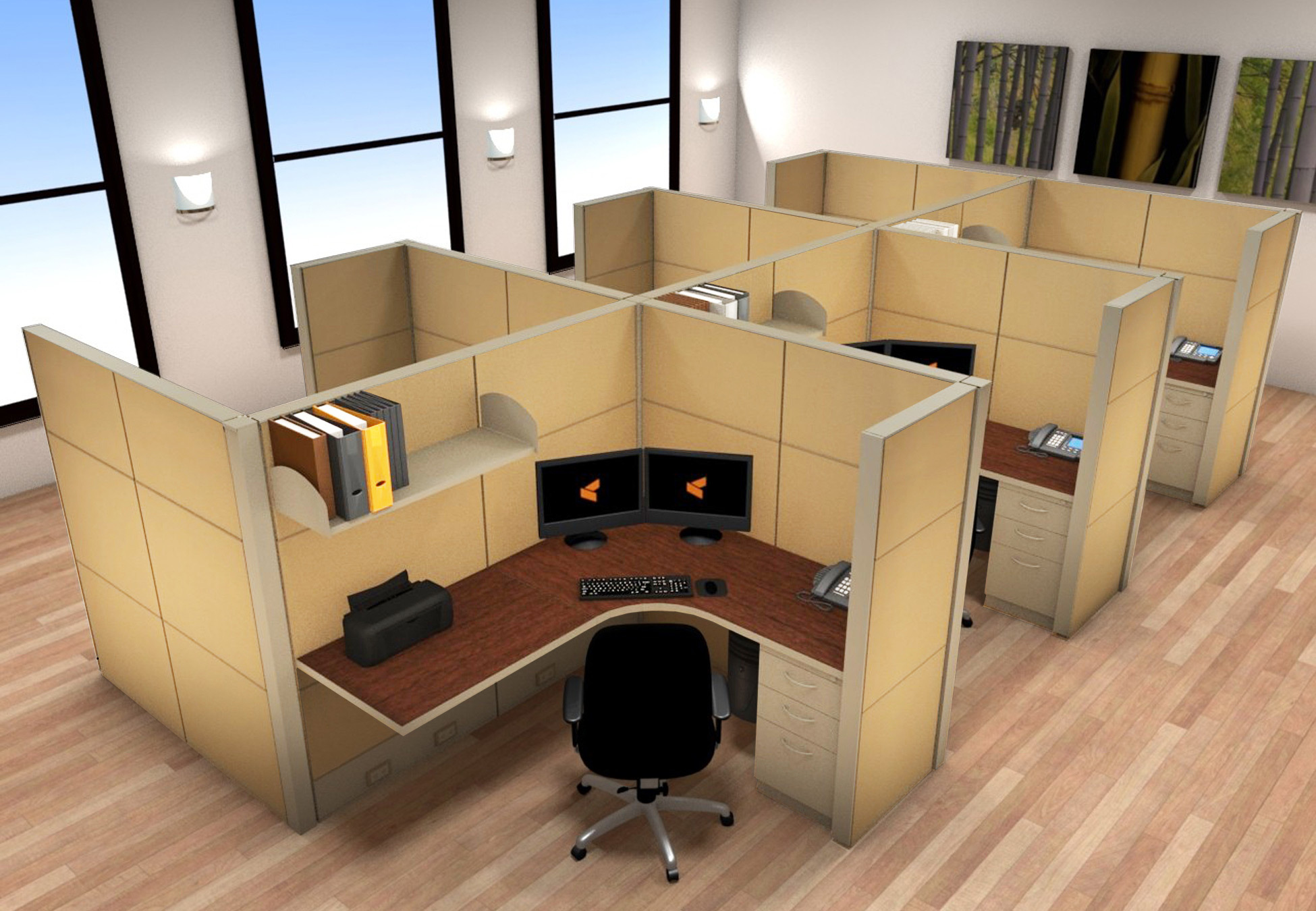 5x6 Cubicle Workstations from AIS - 6 Pack Cluster