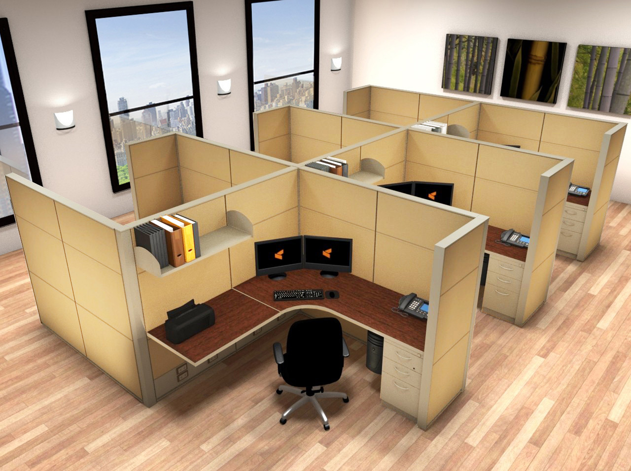 6x6 Cubicle Workstations from AIS - 6 Pack Cluster