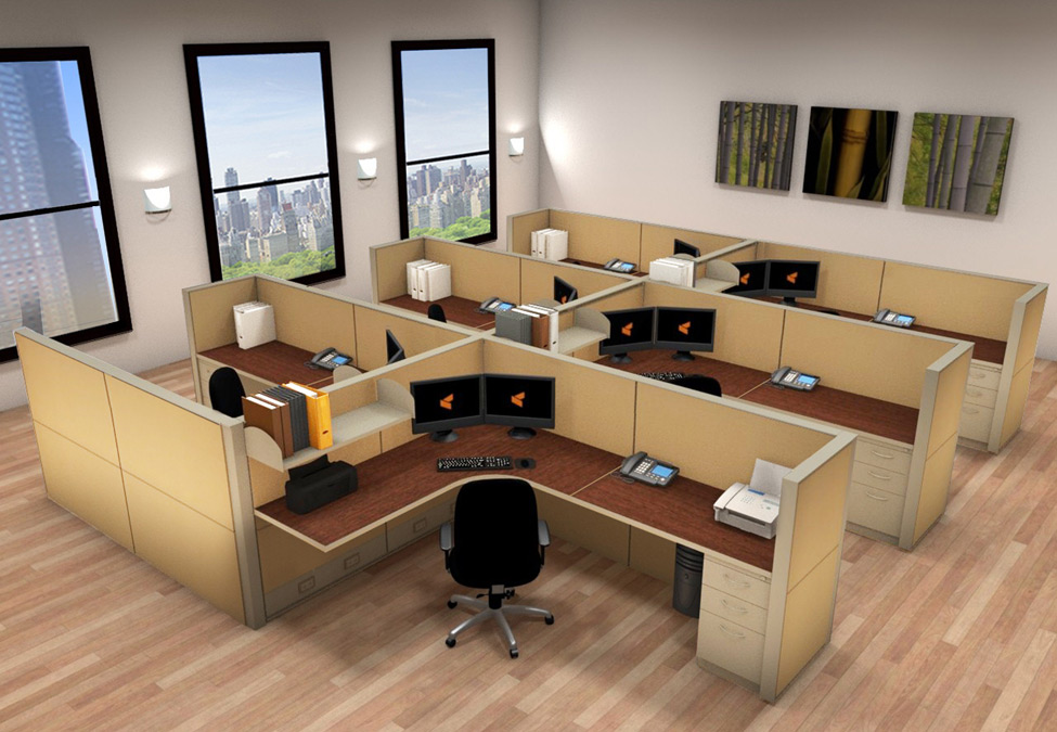 6x8 Cubicle Workstations from AIS - 6 Pack Cluster