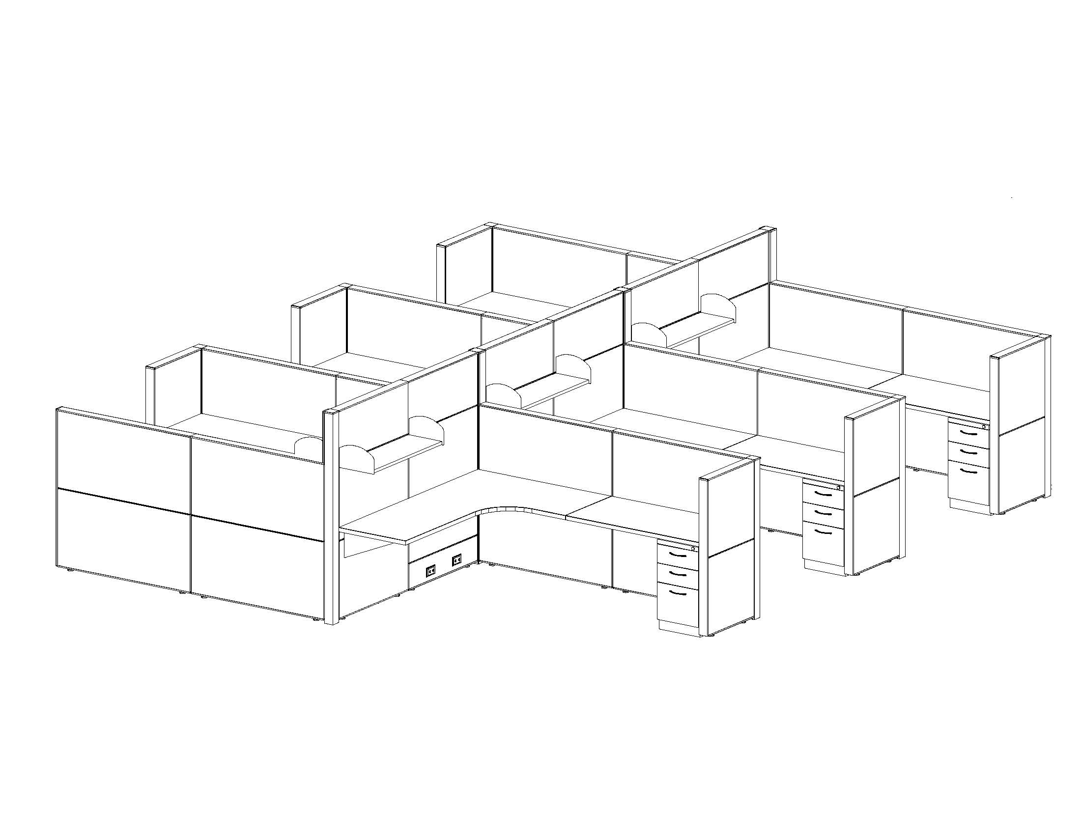 6x8 Cubicle Workstations from AIS - 6 Pack Cluster