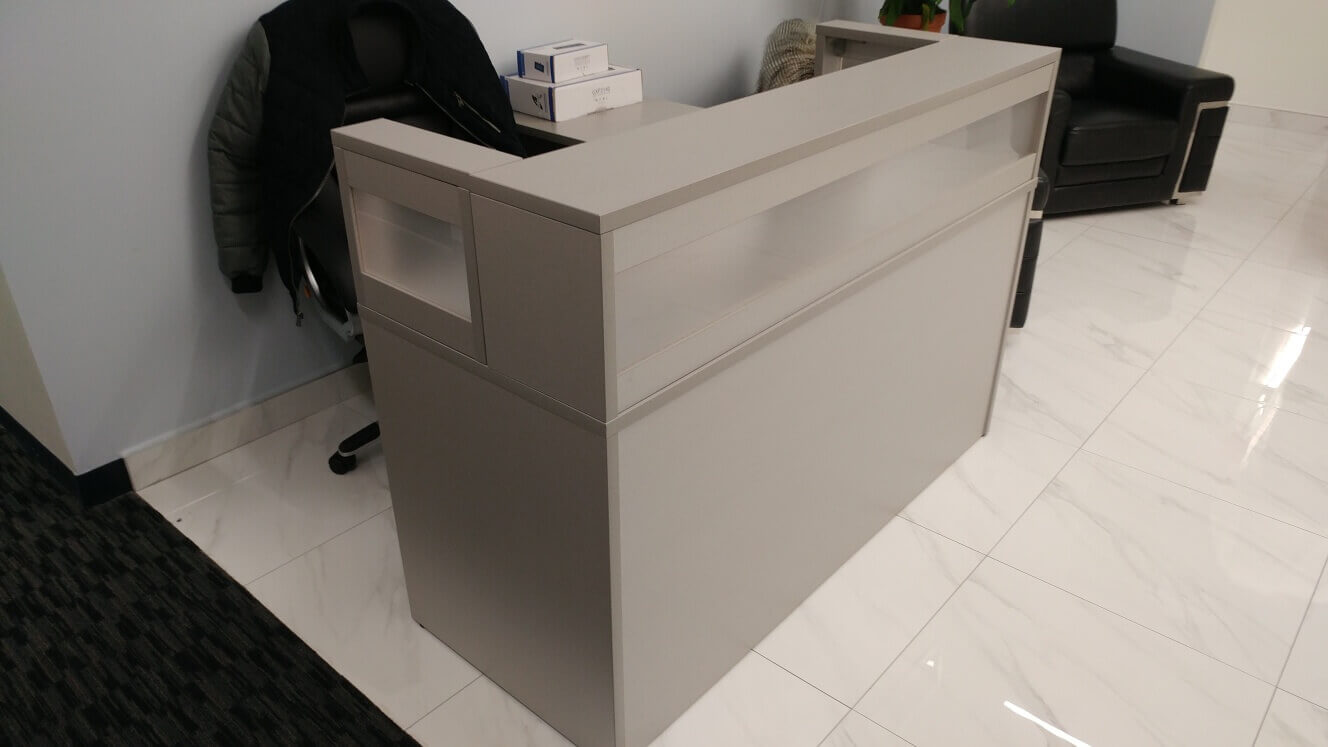 Used Reception Desks - Silver Waterfall Desk