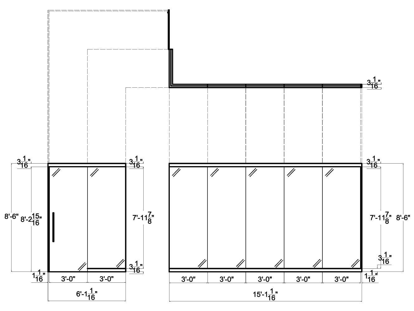 Glass Room Dividers from NXTWALL - 2D schematic