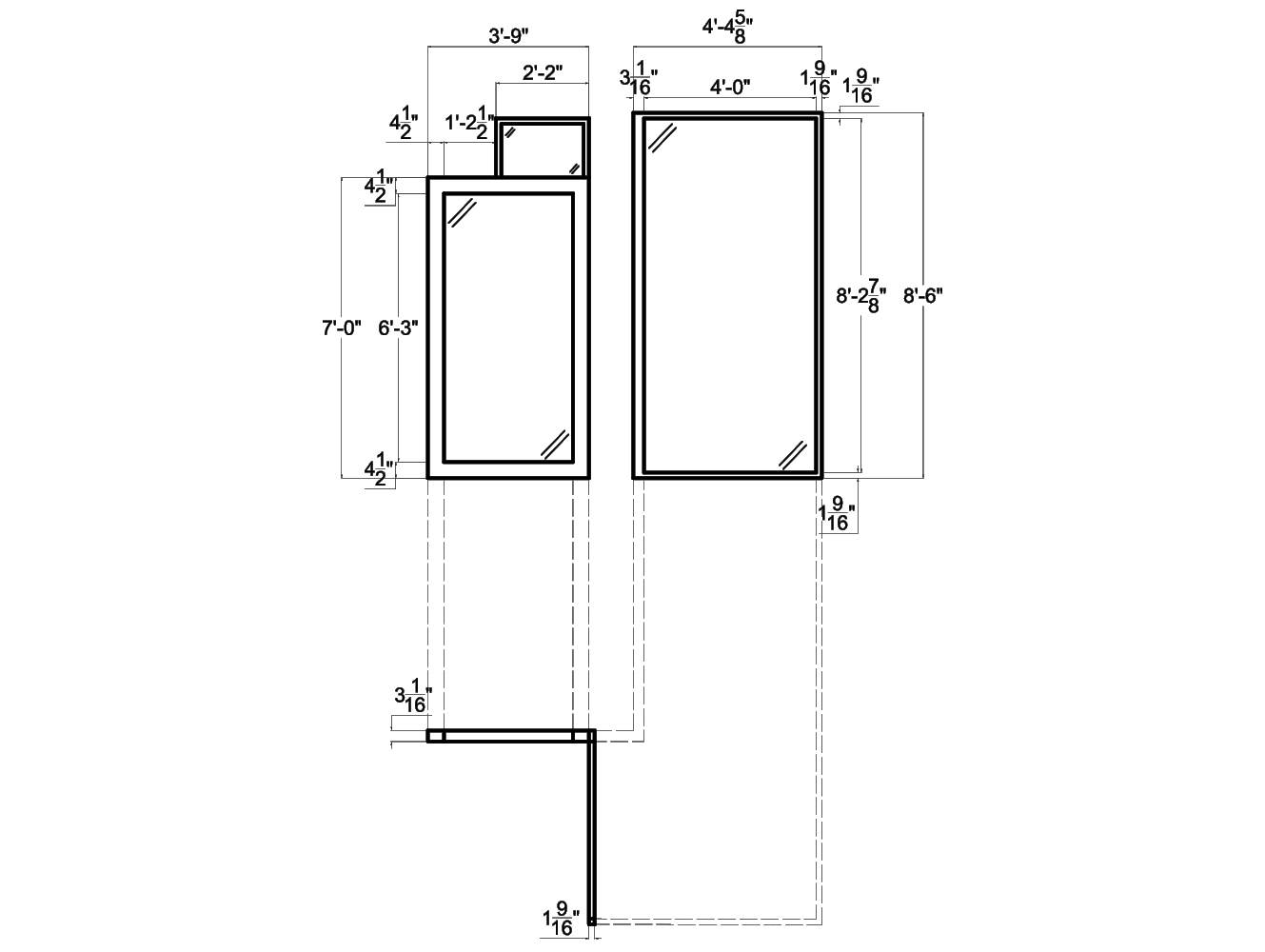 Glass Wall Panels from NXTWALL - 2D schematic