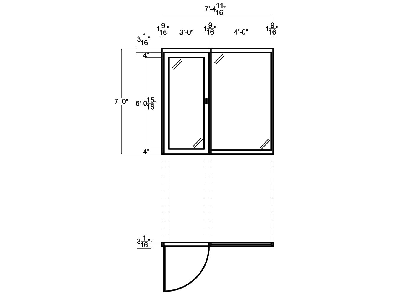 Glass Wall Panels from NXTWALL - 2D schematic