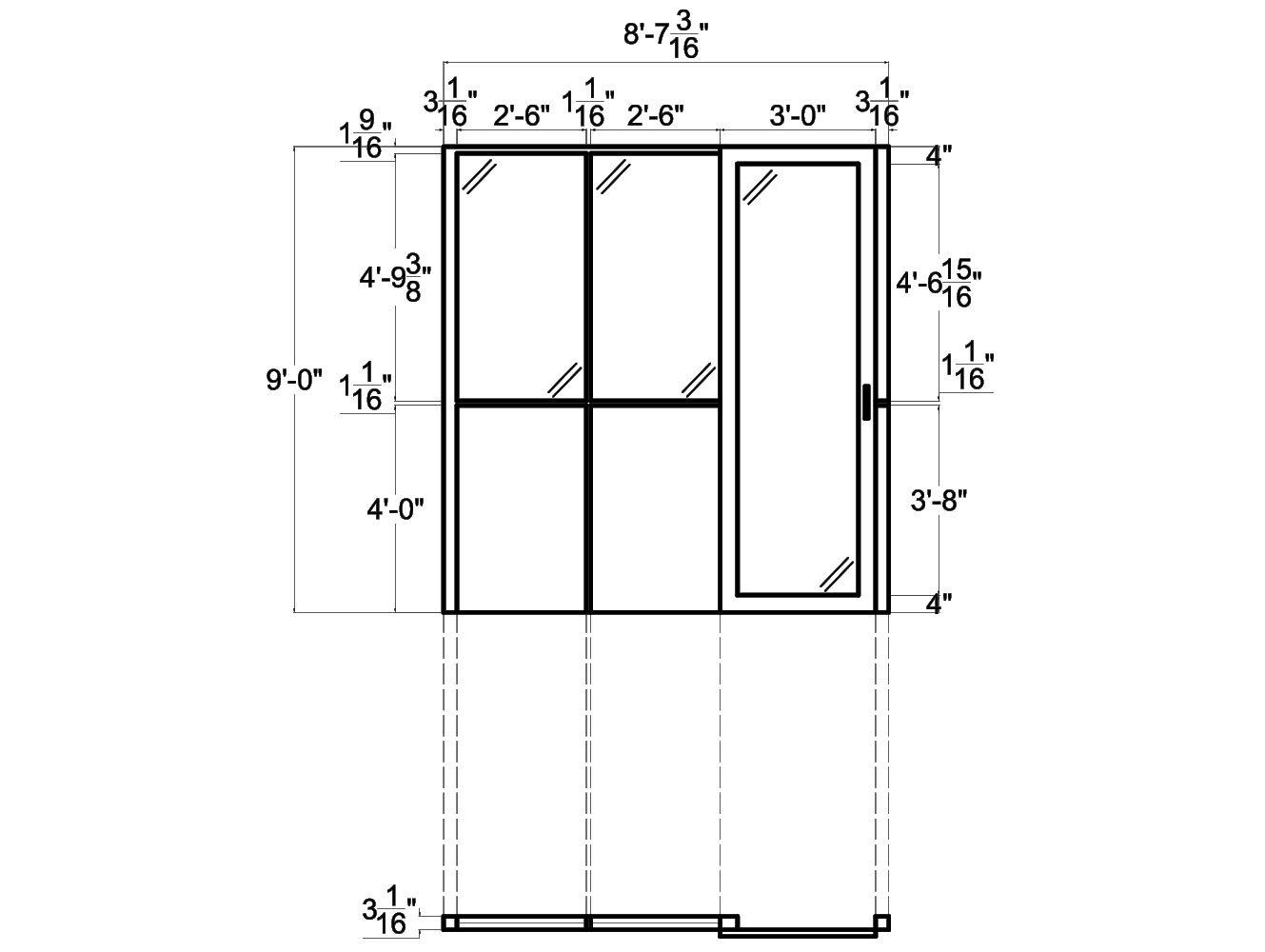 Glass Wall Panels from NXTWALL - 2D schematic