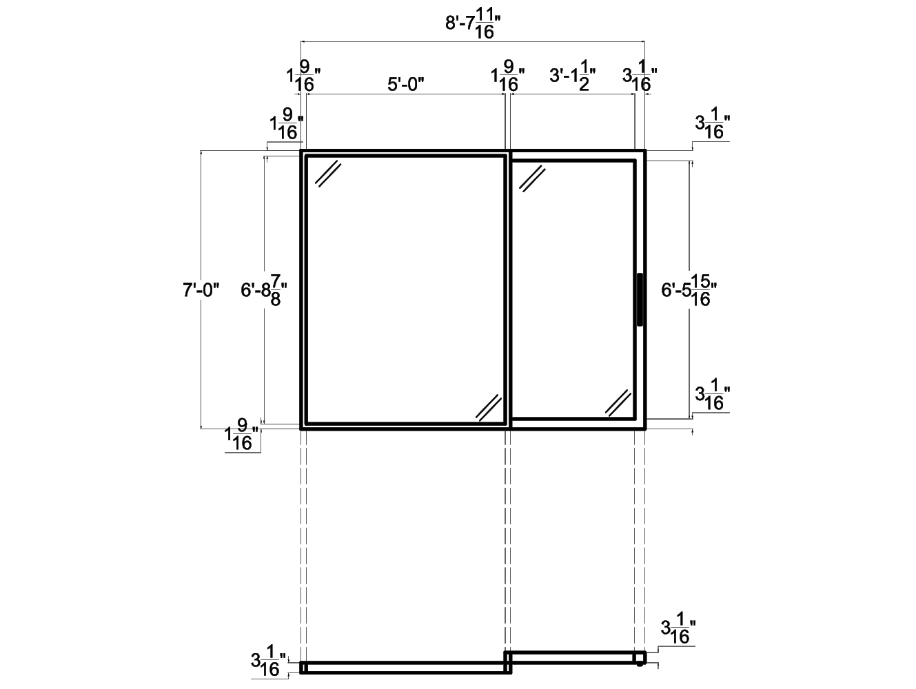 Glass Wall Panels from NXTWALL - 2D schematic